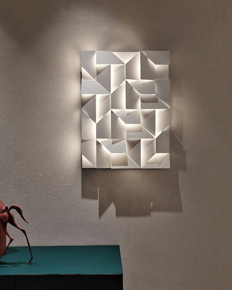 Olverai Rectangular Sculptural Art Wall Sconce
