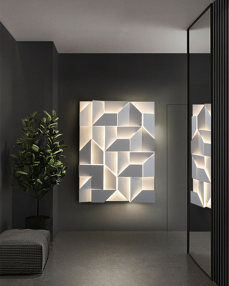 Olverai Rectangular Sculptural Art Wall Sconce