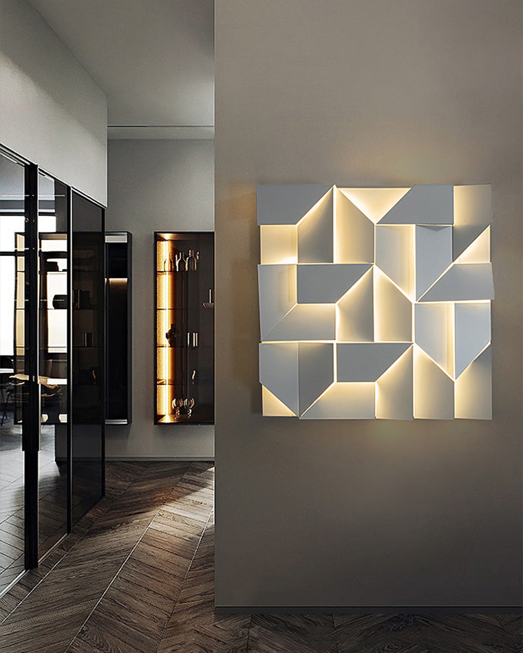 Olverai Rectangular Sculptural Art Wall Sconce