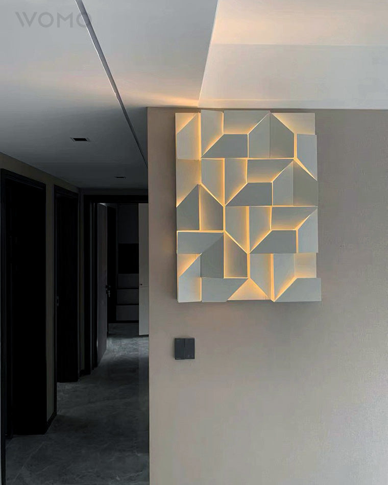 Olverai Rectangular Sculptural Art Wall Sconce