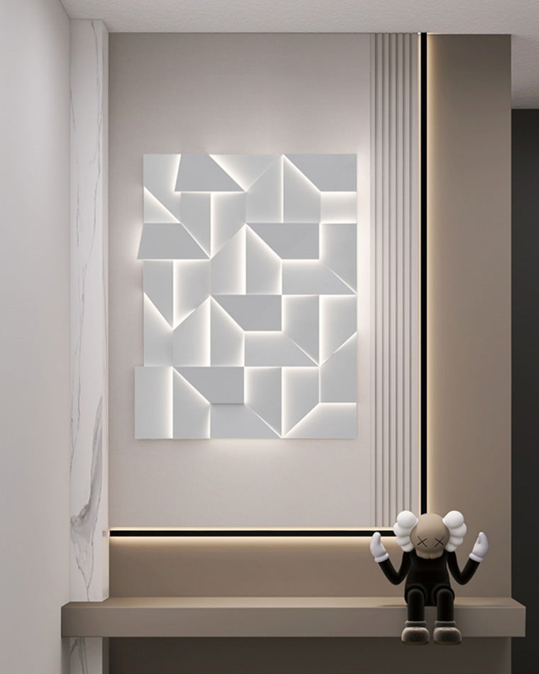 Olverai Rectangular Sculptural Art Wall Sconce