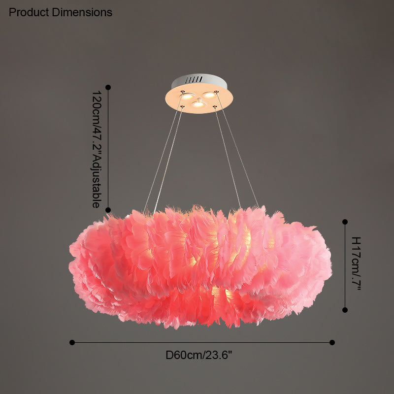 Olverai Feather Round Pendant Light