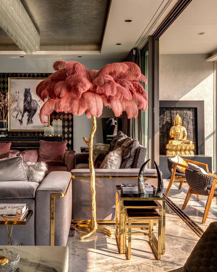 Olverai Feather Palm Tree Floor Lamp