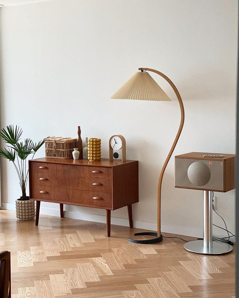Olverai Pleated Gooseneck Floor Lamp