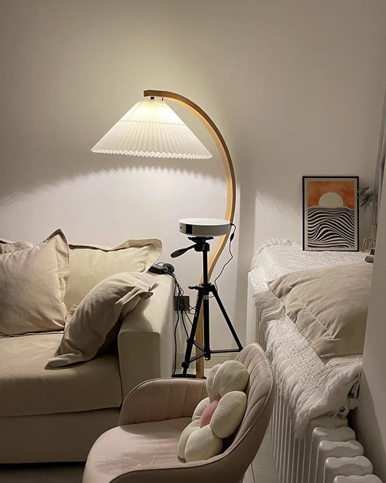 Olverai Pleated Gooseneck Floor Lamp