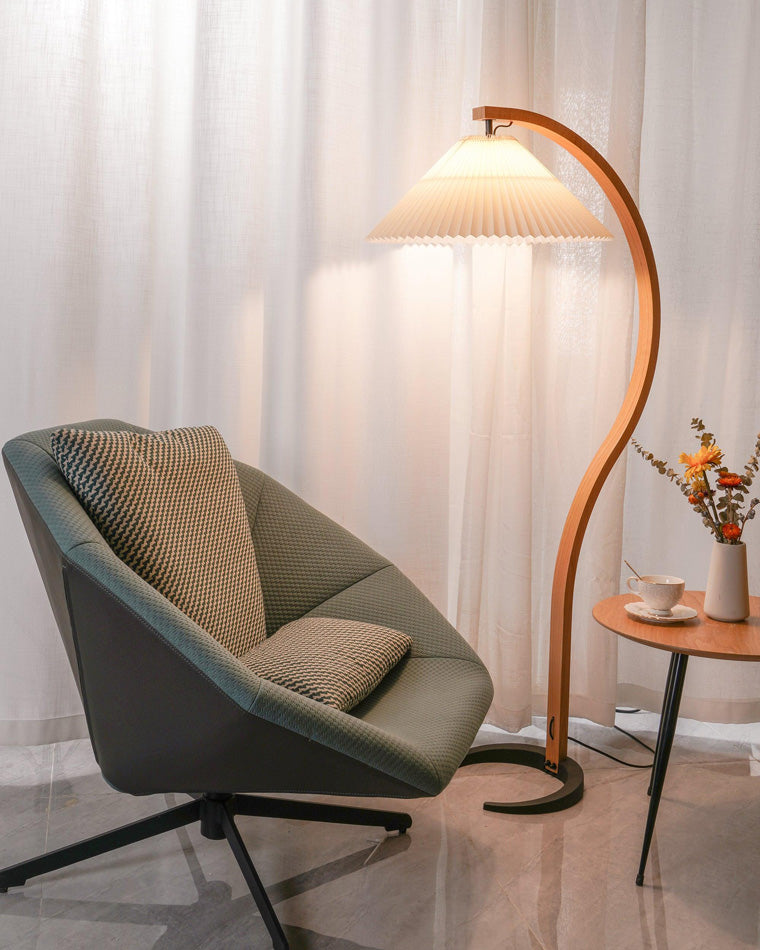 Olverai Pleated Gooseneck Floor Lamp