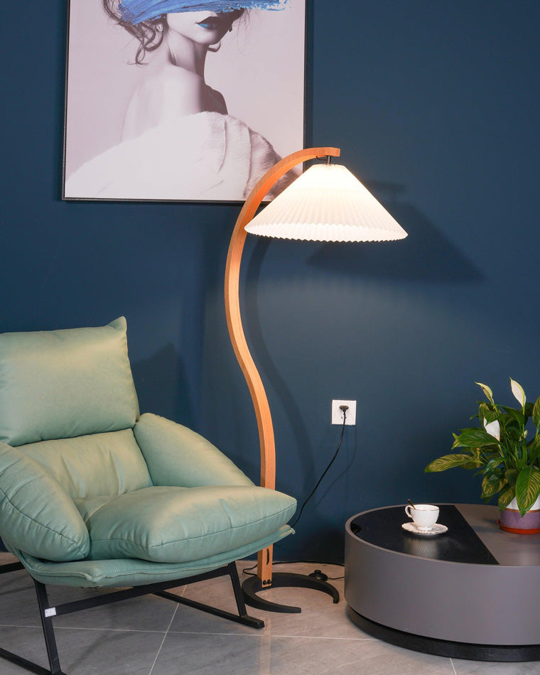 Olverai Pleated Gooseneck Floor Lamp