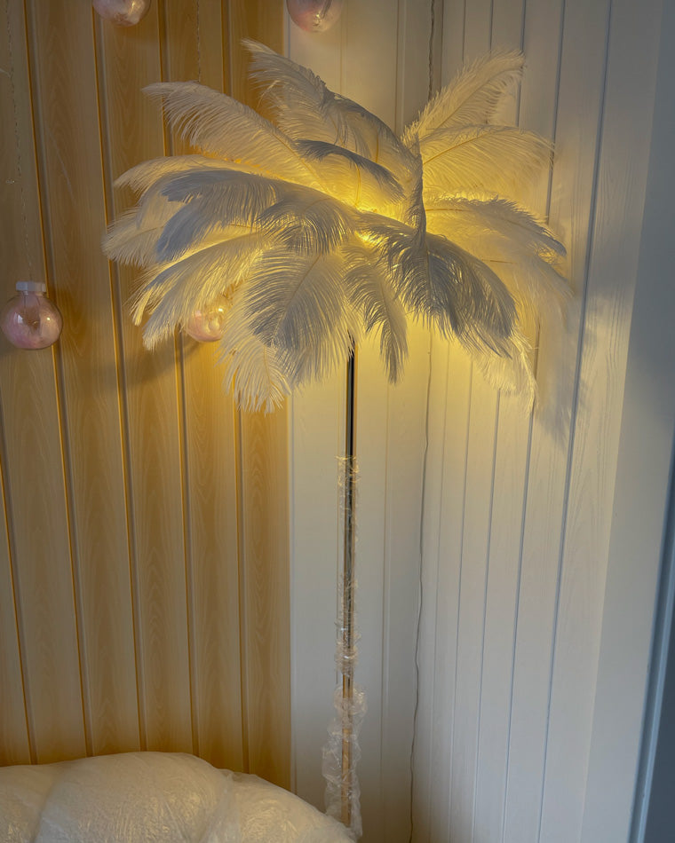 Olverai Feather Palm Tree Floor Lamp with Tray