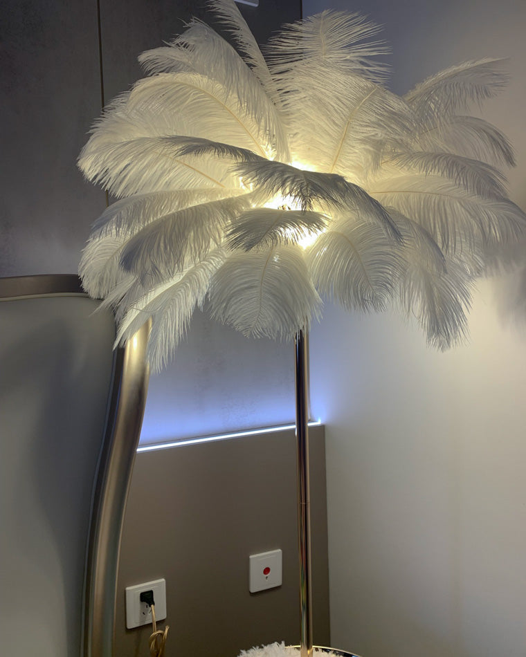 Olverai Feather Palm Tree Floor Lamp with Tray