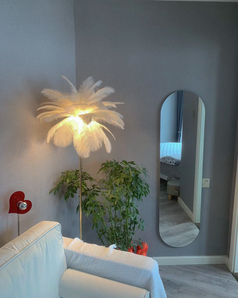 Olverai Feather Palm Tree Floor Lamp with Tray