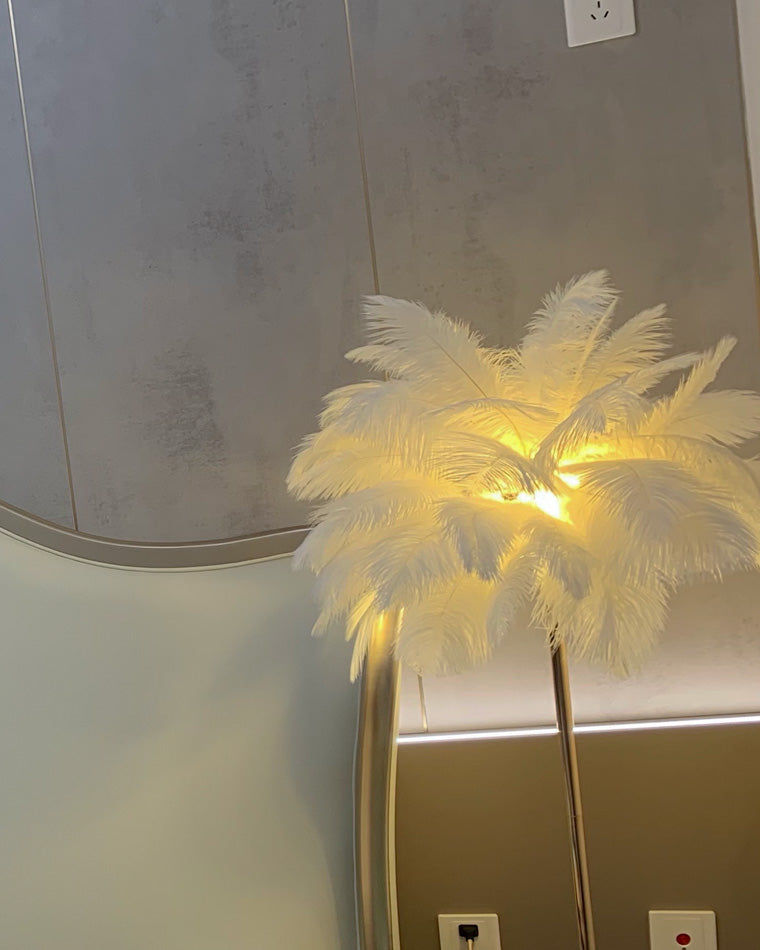 Olverai Feather Palm Tree Floor Lamp with Tray