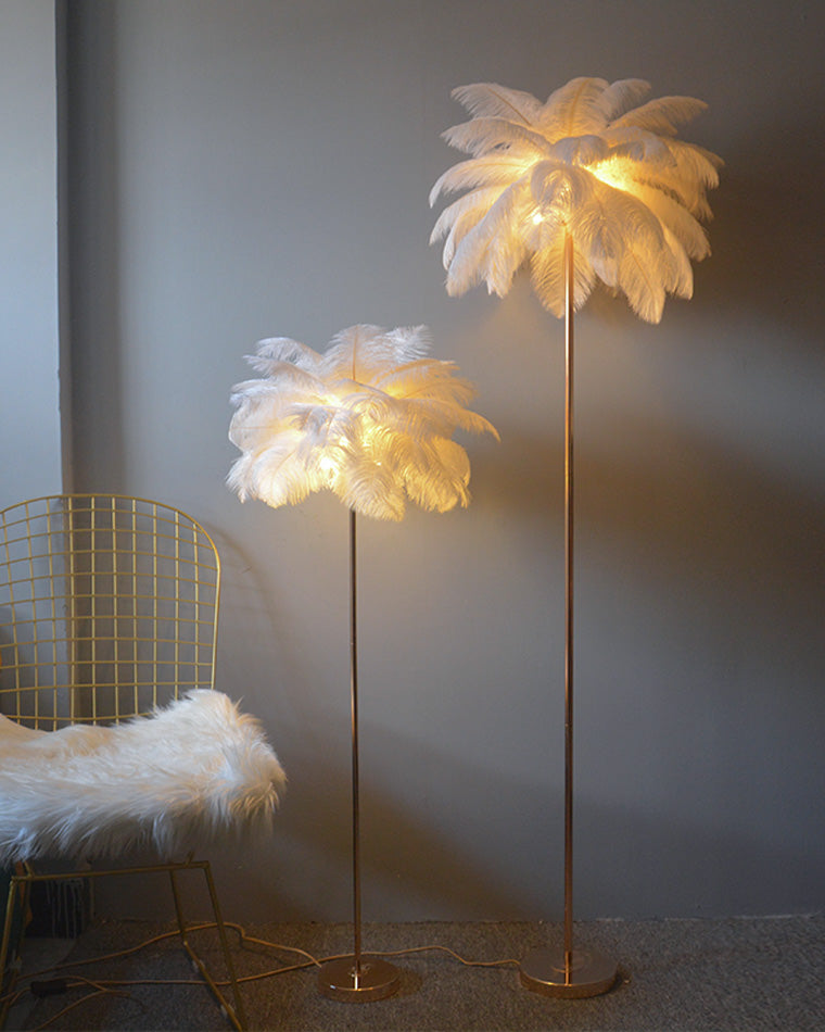 Olverai Feather Palm Tree Floor Lamp with Tray