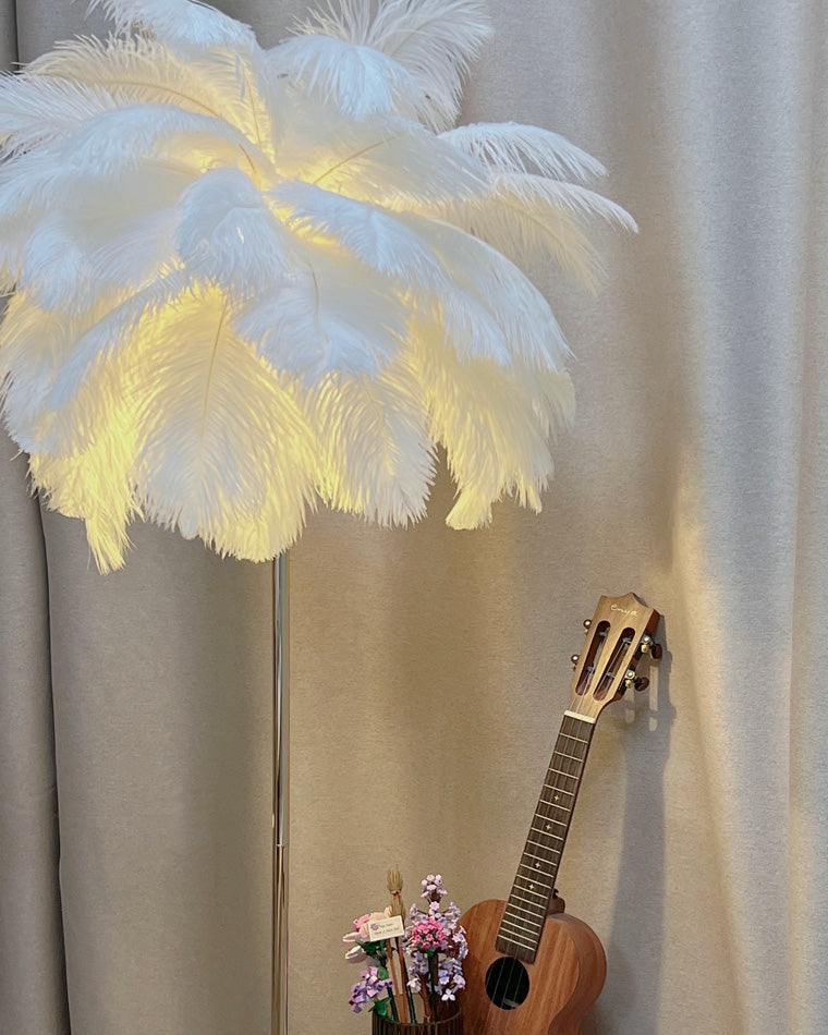 Olverai Feather Palm Tree Floor Lamp with Tray