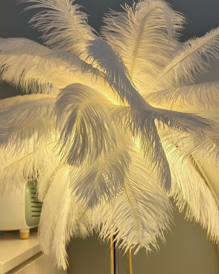 Olverai Feather Palm Tree Floor Lamp with Tray