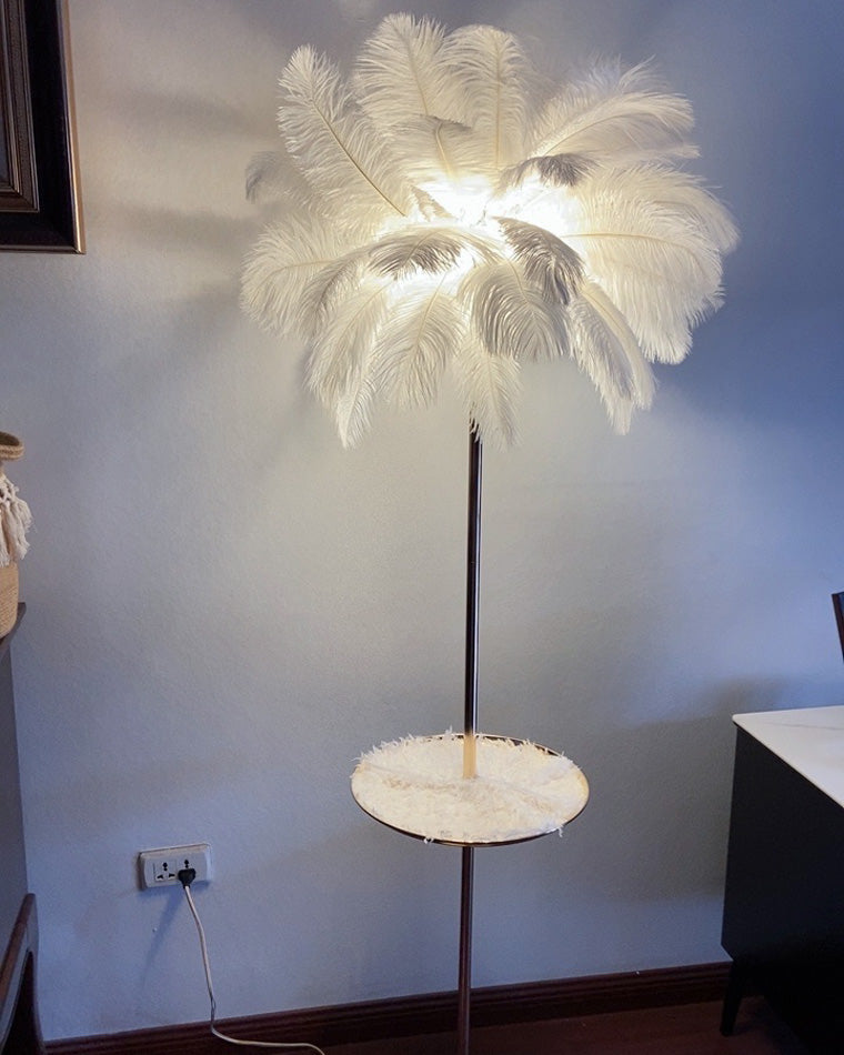Olverai Feather Palm Tree Floor Lamp with Tray