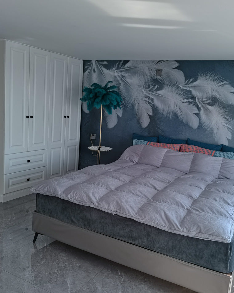 Olverai Feather Palm Tree Floor Lamp with Tray