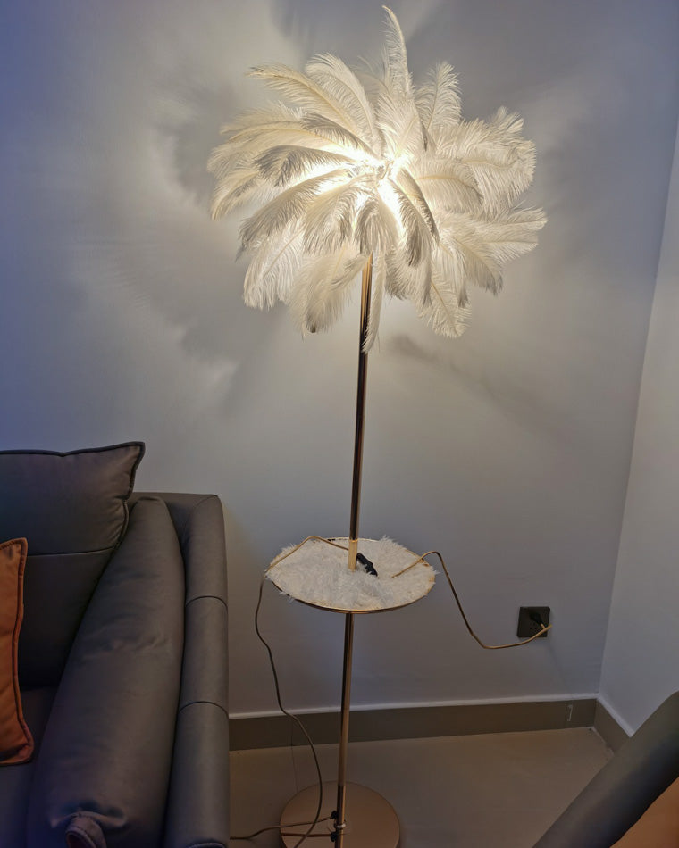 Olverai Feather Palm Tree Floor Lamp with Tray