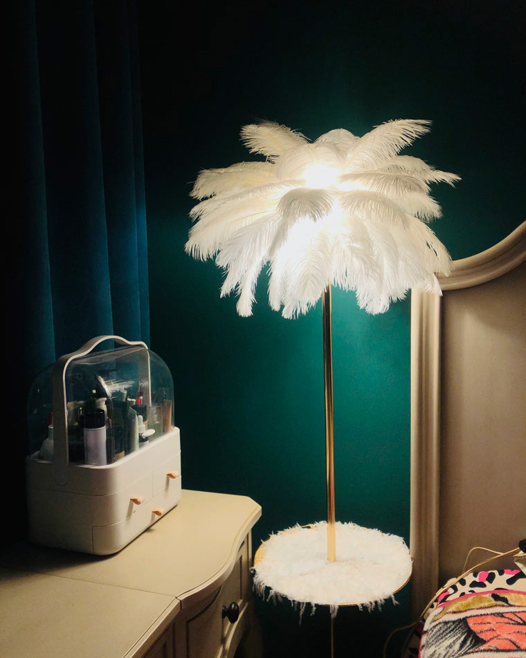 Olverai Feather Palm Tree Floor Lamp with Tray