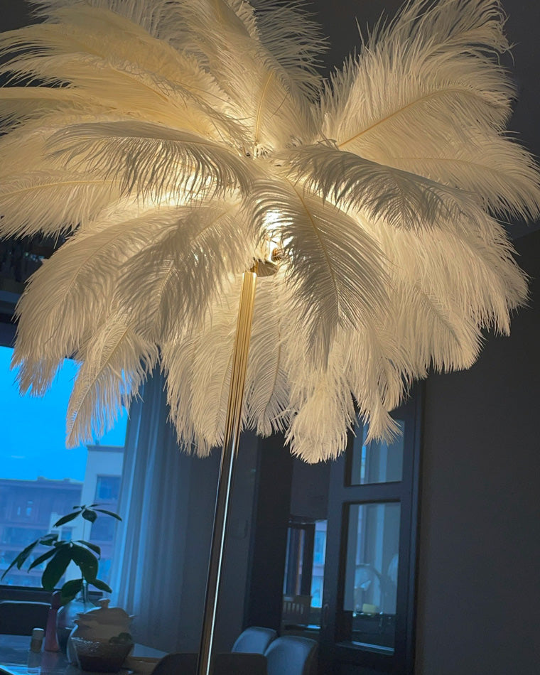 Olverai Feather Palm Tree Floor Lamp with Tray