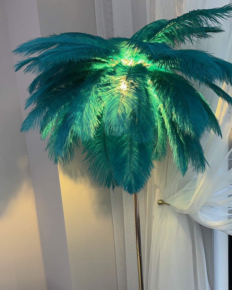 Olverai Feather Palm Tree Floor Lamp with Tray