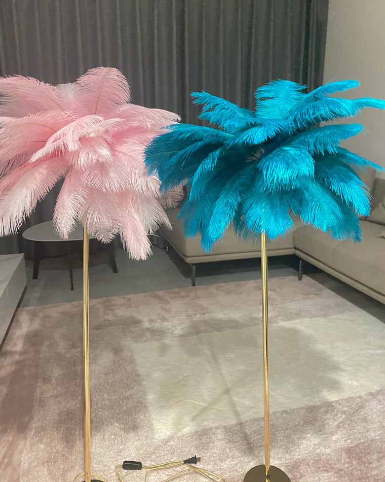 Olverai Feather Palm Tree Floor Lamp with Tray