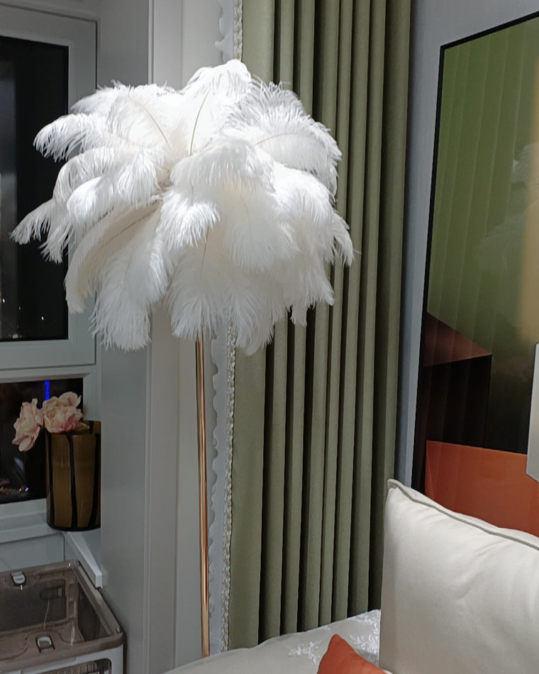 Olverai Feather Palm Tree Floor Lamp with Tray