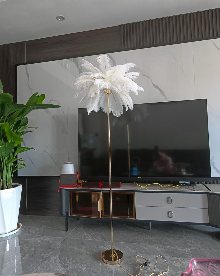 Olverai Feather Palm Tree Floor Lamp with Tray