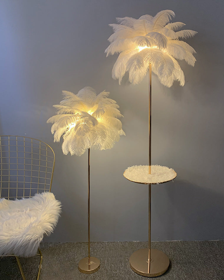 Olverai Feather Palm Tree Floor Lamp with Tray