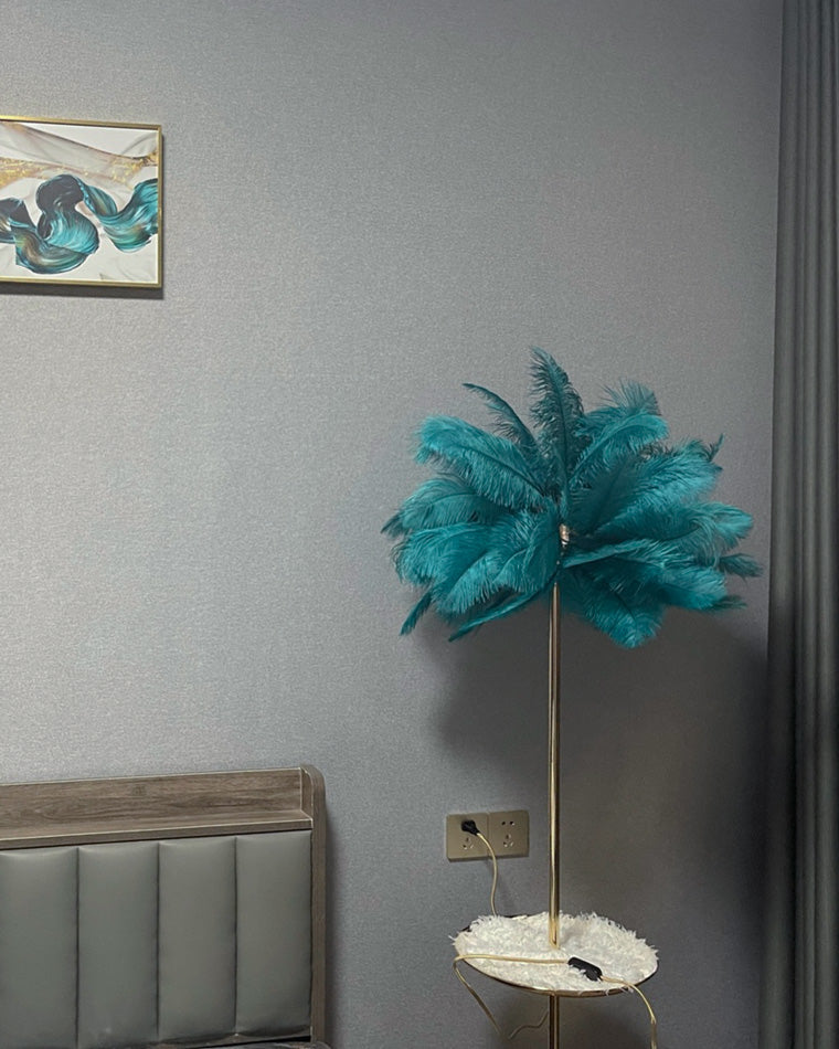 Olverai Feather Palm Tree Floor Lamp with Tray
