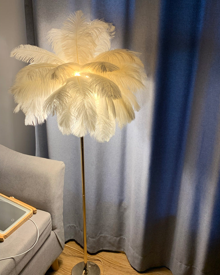 Olverai Feather Palm Tree Floor Lamp with Tray