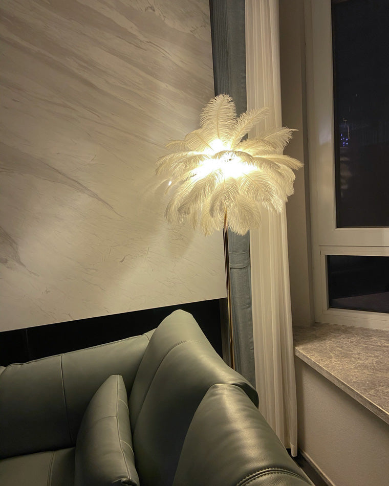 Olverai Feather Palm Tree Floor Lamp with Tray