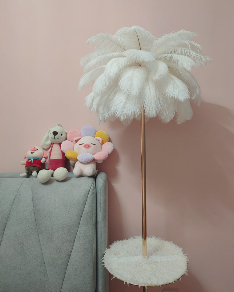 Olverai Feather Palm Tree Floor Lamp with Tray
