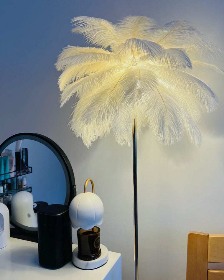 Olverai Feather Palm Tree Floor Lamp with Tray