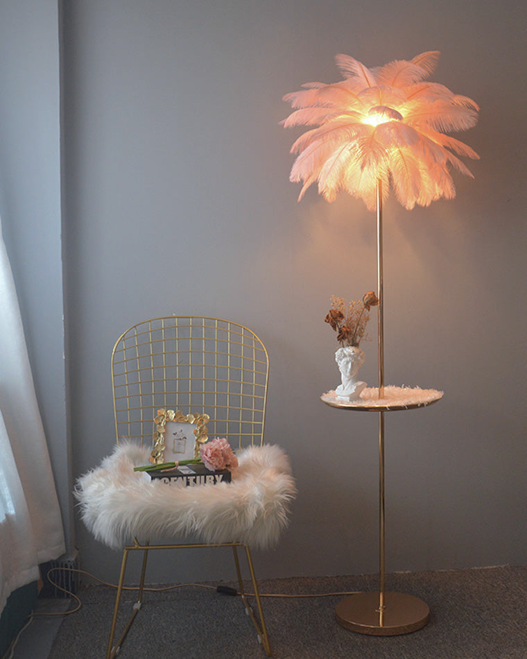 Olverai Feather Palm Tree Floor Lamp with Tray