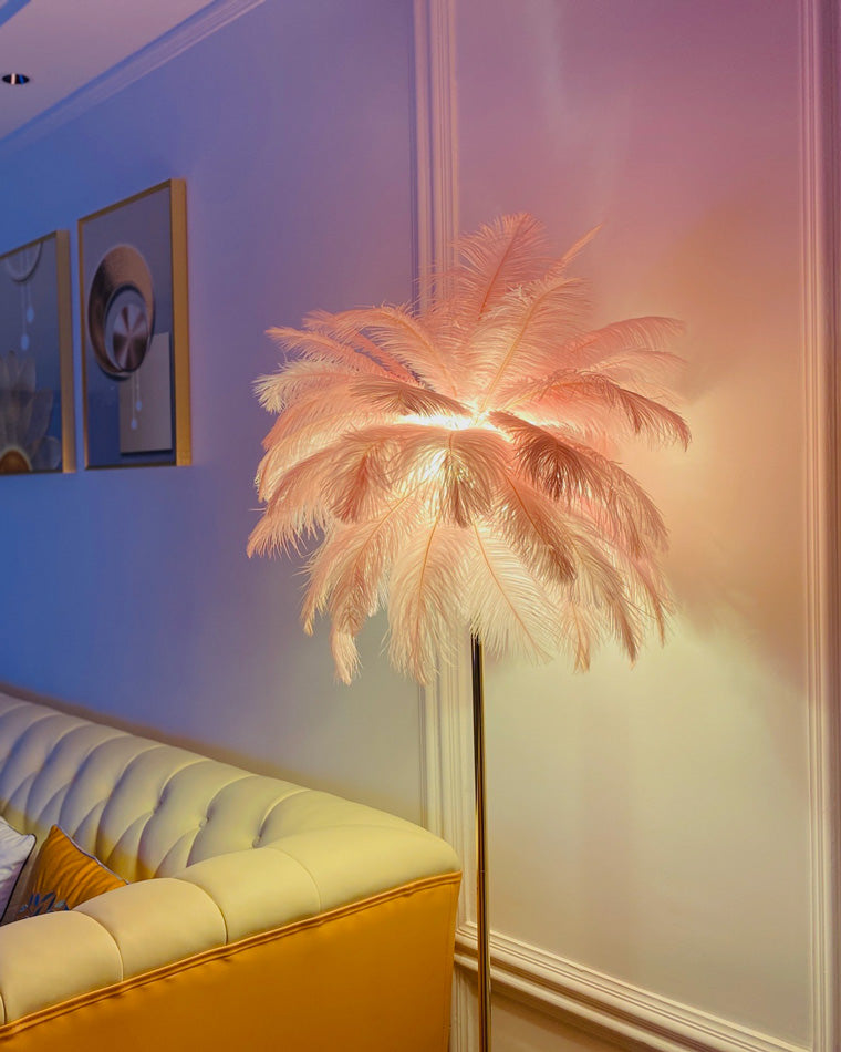 Olverai Feather Palm Tree Floor Lamp with Tray