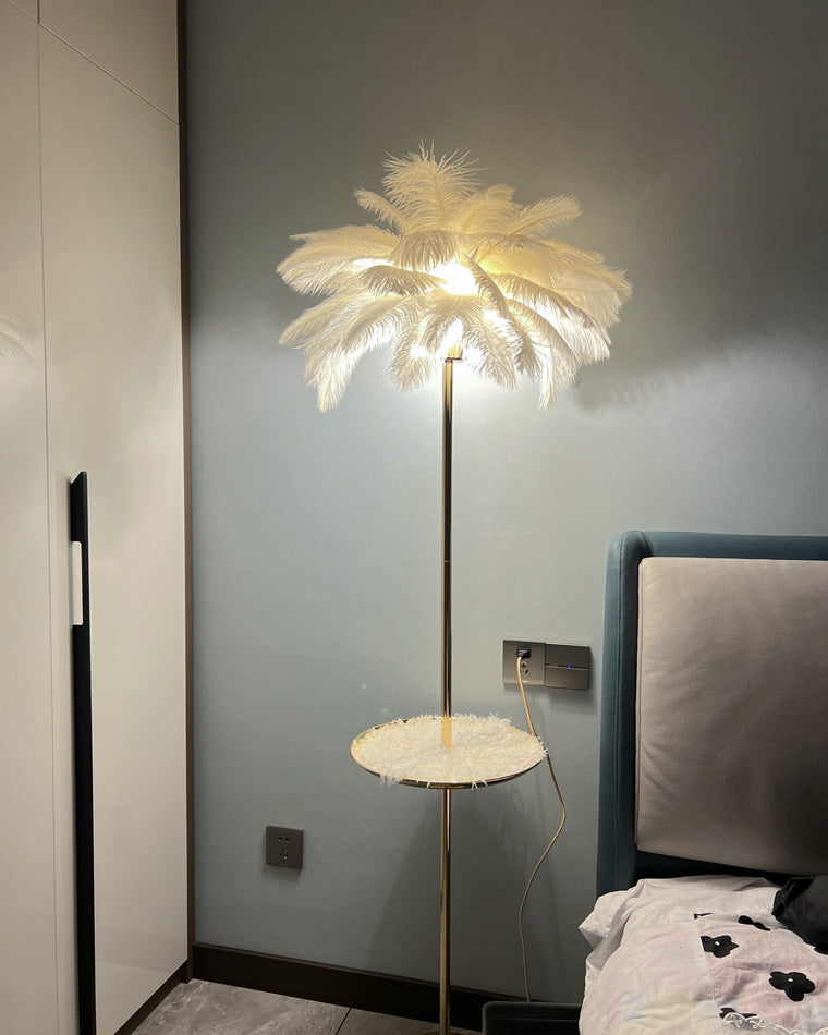 Olverai Feather Palm Tree Floor Lamp with Tray