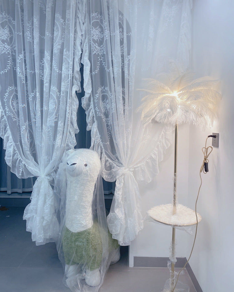Olverai Feather Palm Tree Floor Lamp with Tray
