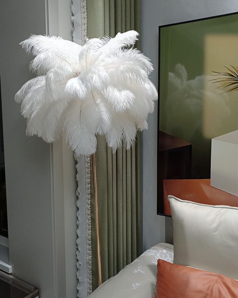 Olverai Feather Palm Tree Floor Lamp with Tray