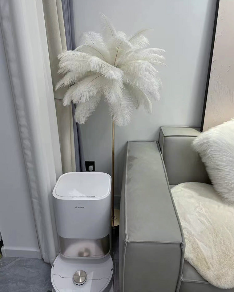 Olverai Feather Palm Tree Floor Lamp with Tray