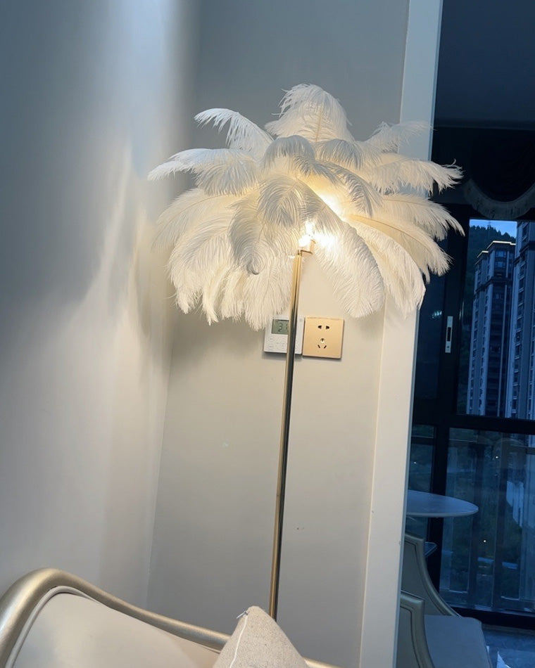Olverai Feather Palm Tree Floor Lamp with Tray
