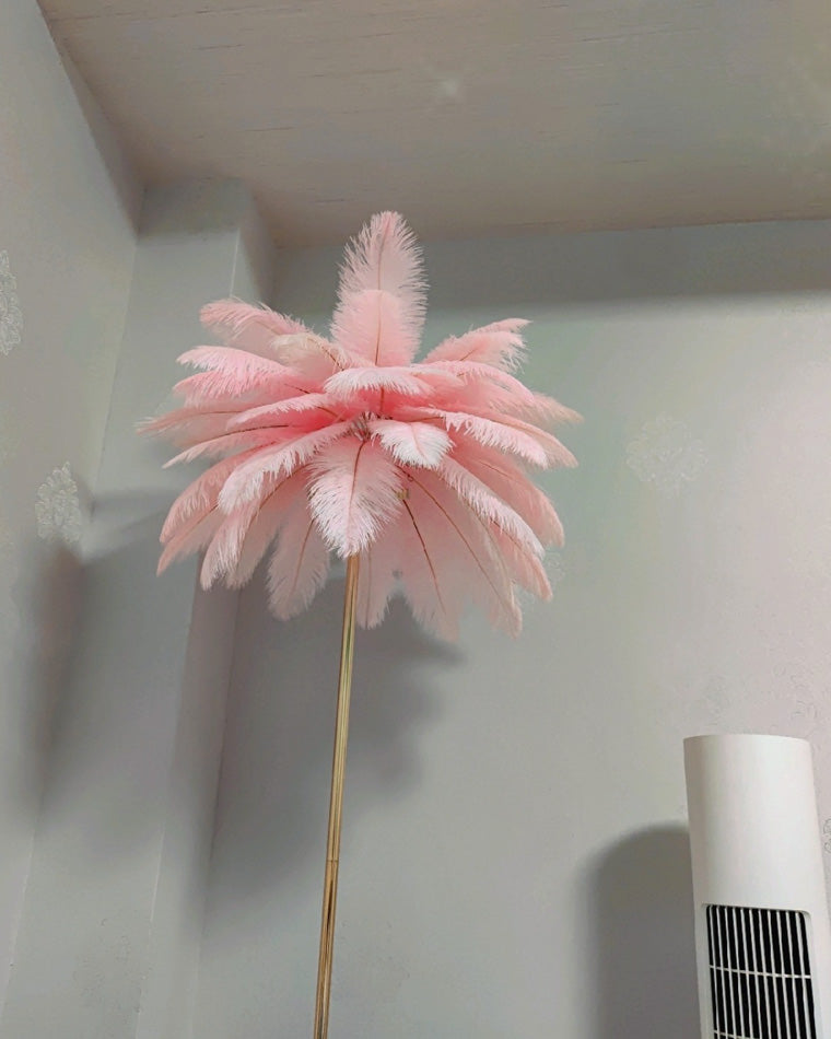 Olverai Feather Palm Tree Floor Lamp with Tray