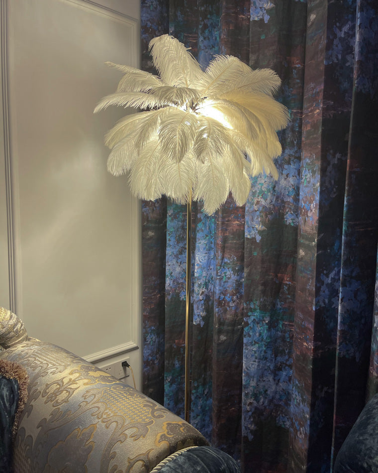 Olverai Feather Palm Tree Floor Lamp with Tray