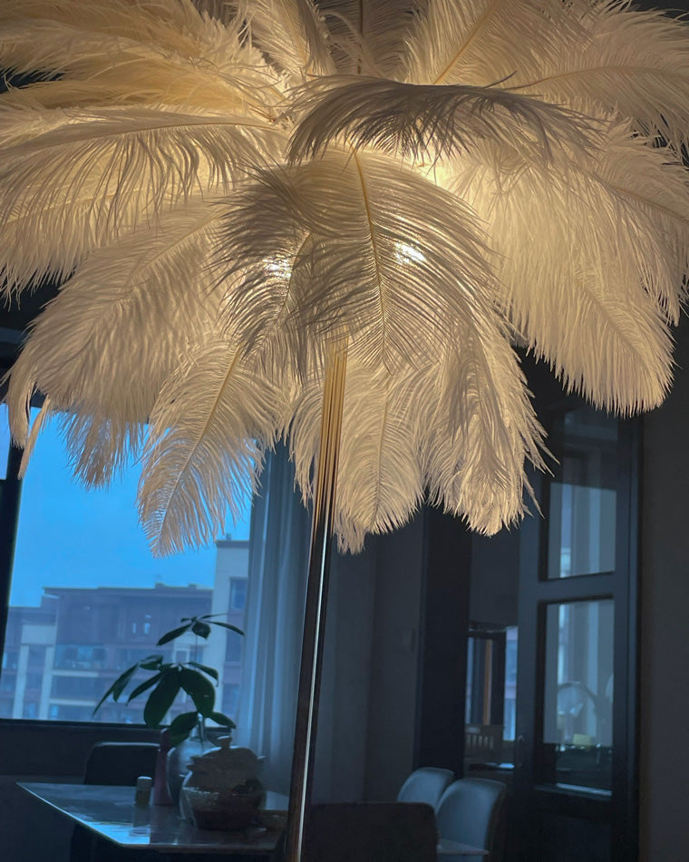 Olverai Feather Palm Tree Floor Lamp with Tray