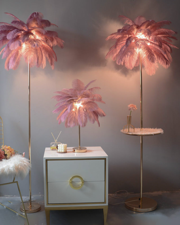 Olverai Feather Palm Tree Floor Lamp with Tray