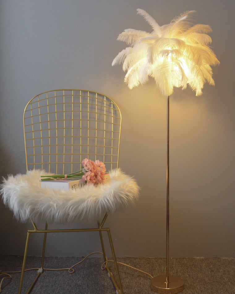 Olverai Feather Palm Tree Floor Lamp with Tray