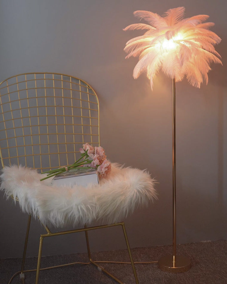 Olverai Feather Palm Tree Floor Lamp with Tray