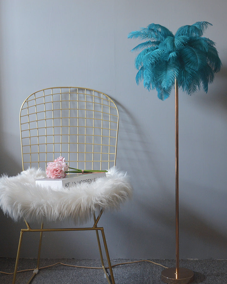 Olverai Feather Palm Tree Floor Lamp with Tray