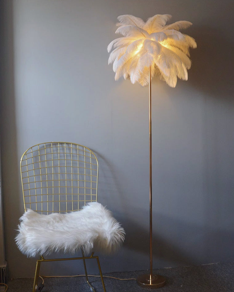 Olverai Feather Palm Tree Floor Lamp with Tray