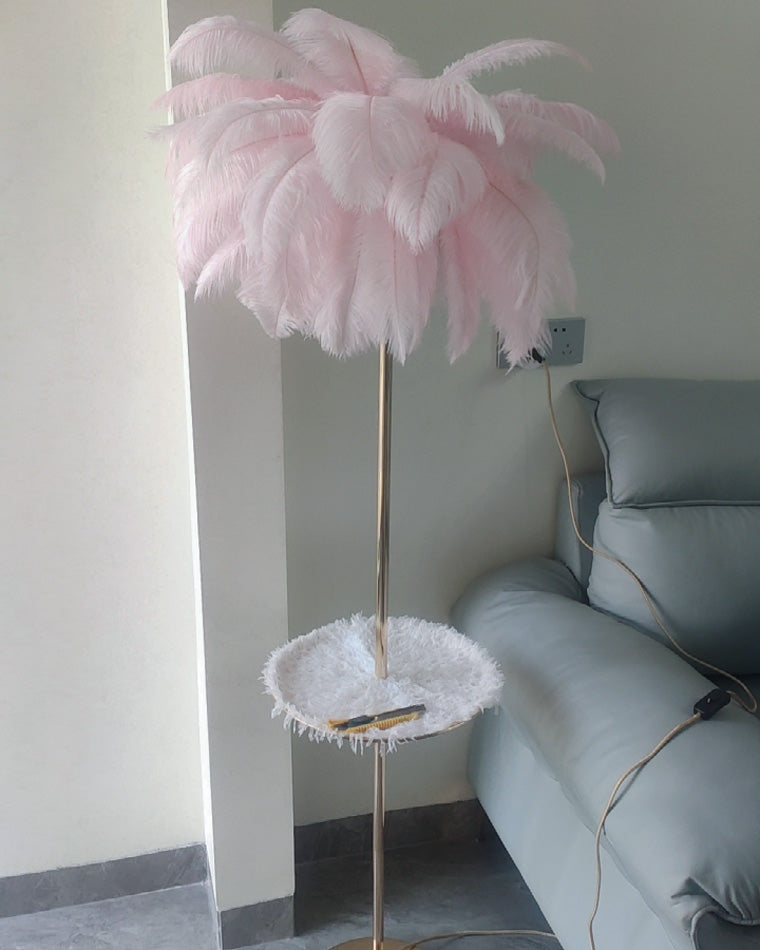 Olverai Feather Palm Tree Floor Lamp with Tray