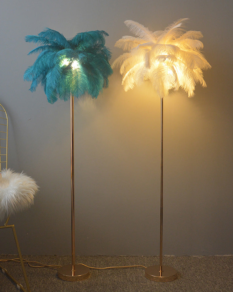 Olverai Feather Palm Tree Floor Lamp with Tray